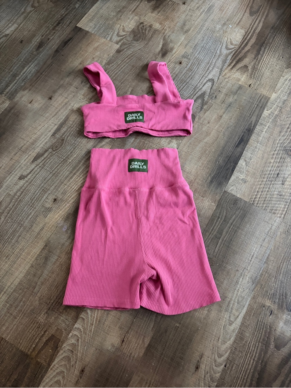 Daily Drills Hot Pink Ribbed High-Waist Bike Shorts